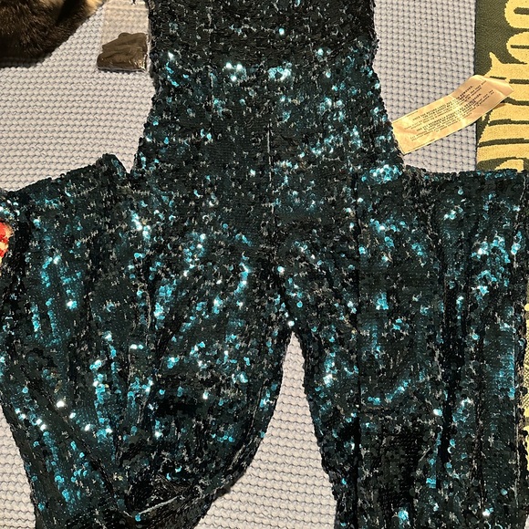 Dress the Population Pants - Dress the Population Emerald Sequin Jumpsuit